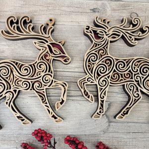 Reindeer Line Art Decoration, Christmas Holiday Decor, Animal Decoration, Festive Table Decor, Layered Laser Cut, Ornament, Holiday Gift