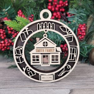 Personalized New Home Wood Ornament, Family Name Ornament, First Home Gift, Housewarming Ornament, Christmas Ornament, Wood Ornament
