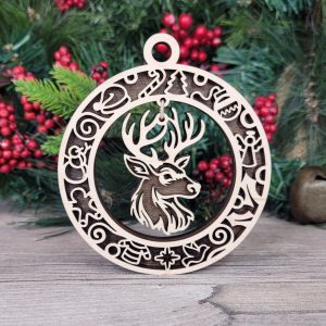 Reindeer Wood Ornament, Holiday Decor, Christmas Tree Ornament, Rustic Christmas, Deer Ornament, Festive Decoration, Gift Idea