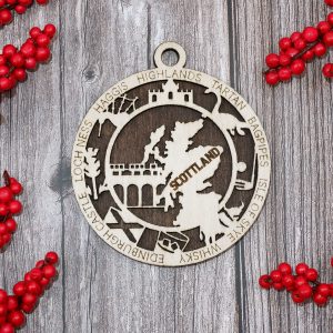 Scotland Landmarks 4 Inches Round Custom Laser Cut Ornament