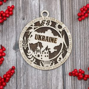 Ukrainian Cities and Symbols 4 inches Made To Order Wood Ornament