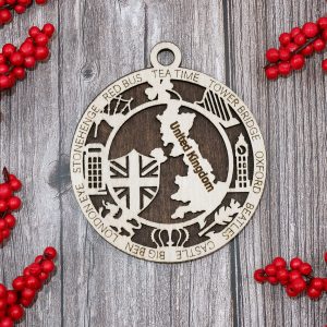 United Kingdom UK Souvenir 4 inches Wood Ornament