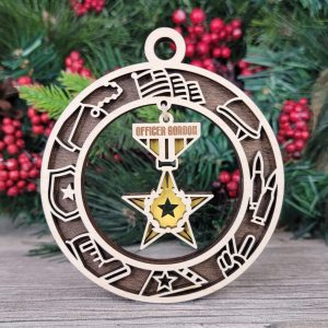 Personalized Officer Award Ornament, Military Gift, Custom Star Ornament, Wood Ornament, Officer Gordon, Patriotic Decoration