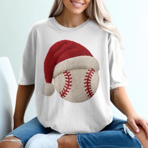 Christmas Baseball T-Shirt, Holiday Sport Tee, Santa Hat Baseball, Festive Baseball Gift, Baseball Lover Shirt, Winter Sports Tee