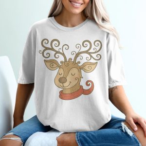 Whimsical Reindeer T-Shirt, Cartoon Deer, Christmas Gift Tee, Holiday Apparel, Cute Reindeer Shirt, Festive Design