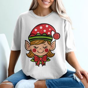 Cute Elf Face T-Shirt, Holiday Shirt, Christmas Elf Shirt, Festive Outfit, Holiday Apparel, Xmas Elf T Shirt, Christmas Gift Idea