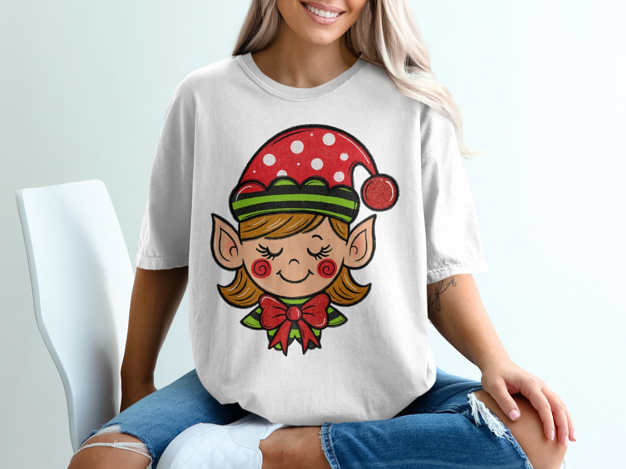 Cute Elf Face T-Shirt, Holiday Shirt, Christmas Elf Shirt, Festive Outfit, Holiday Apparel, Xmas Elf T Shirt, Christmas Gift Idea