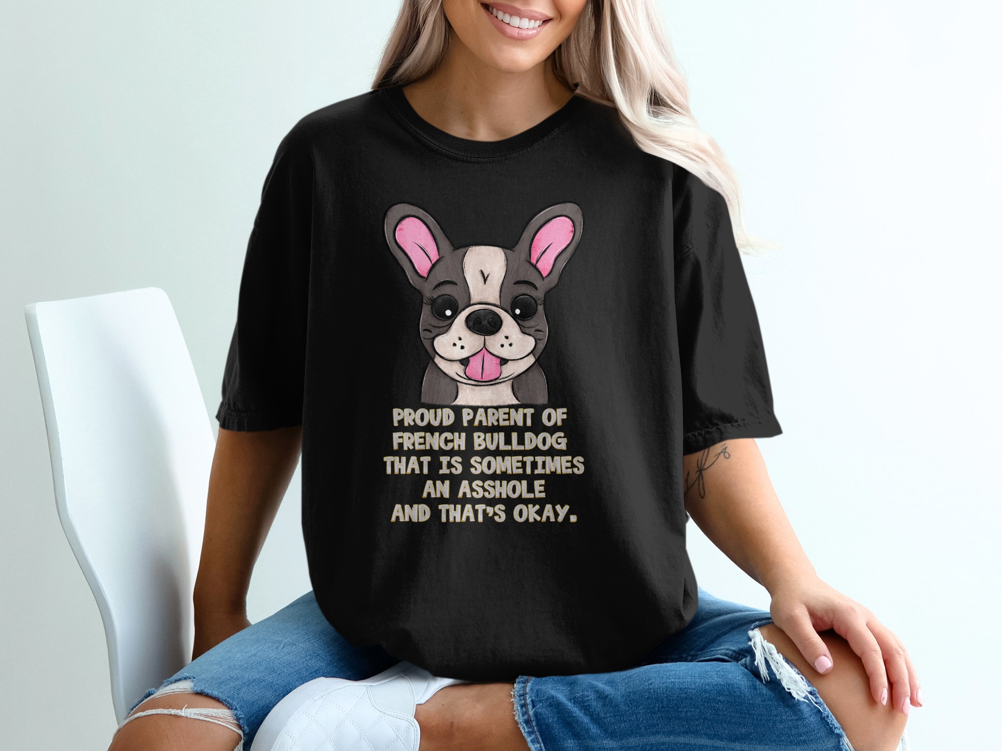 Proud French Bulldog Parent T-Shirt, Funny Dog Lover Gift, Cute Pet Design, Sarcastic Dog Owner Tee, Bulldog Mom Dad Shirt - Image 2