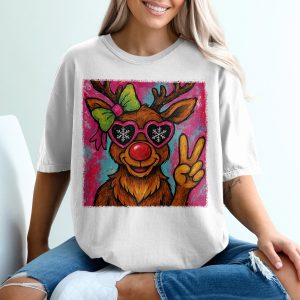 Peace Out Holiday Reindeer T-Shirt, Cute Christmas Deer Shirt, Xmas T Shirt, Funny Holiday Tee, Festive Reindeer Apparel