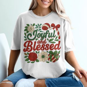 Joyful and Blessed T-Shirt, Christmas Shirt, Holiday Tee, Festive Shirt, Winter Apparel, Gift Idea, Christmas Gift, Seasonal Fashion