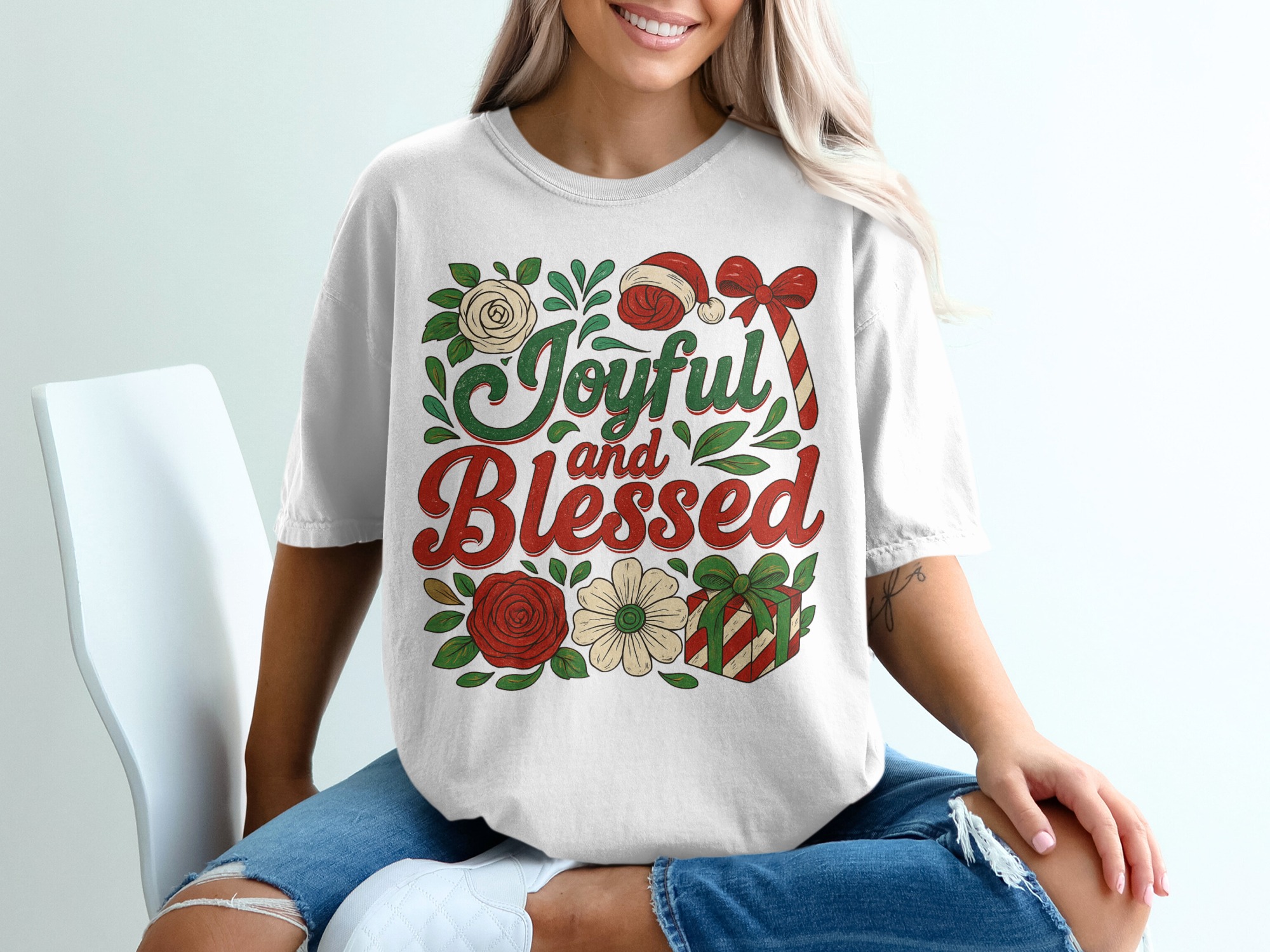 Joyful and Blessed T-Shirt, Christmas Shirt, Holiday Tee, Festive Shirt, Winter Apparel, Gift Idea, Christmas Gift, Seasonal Fashion