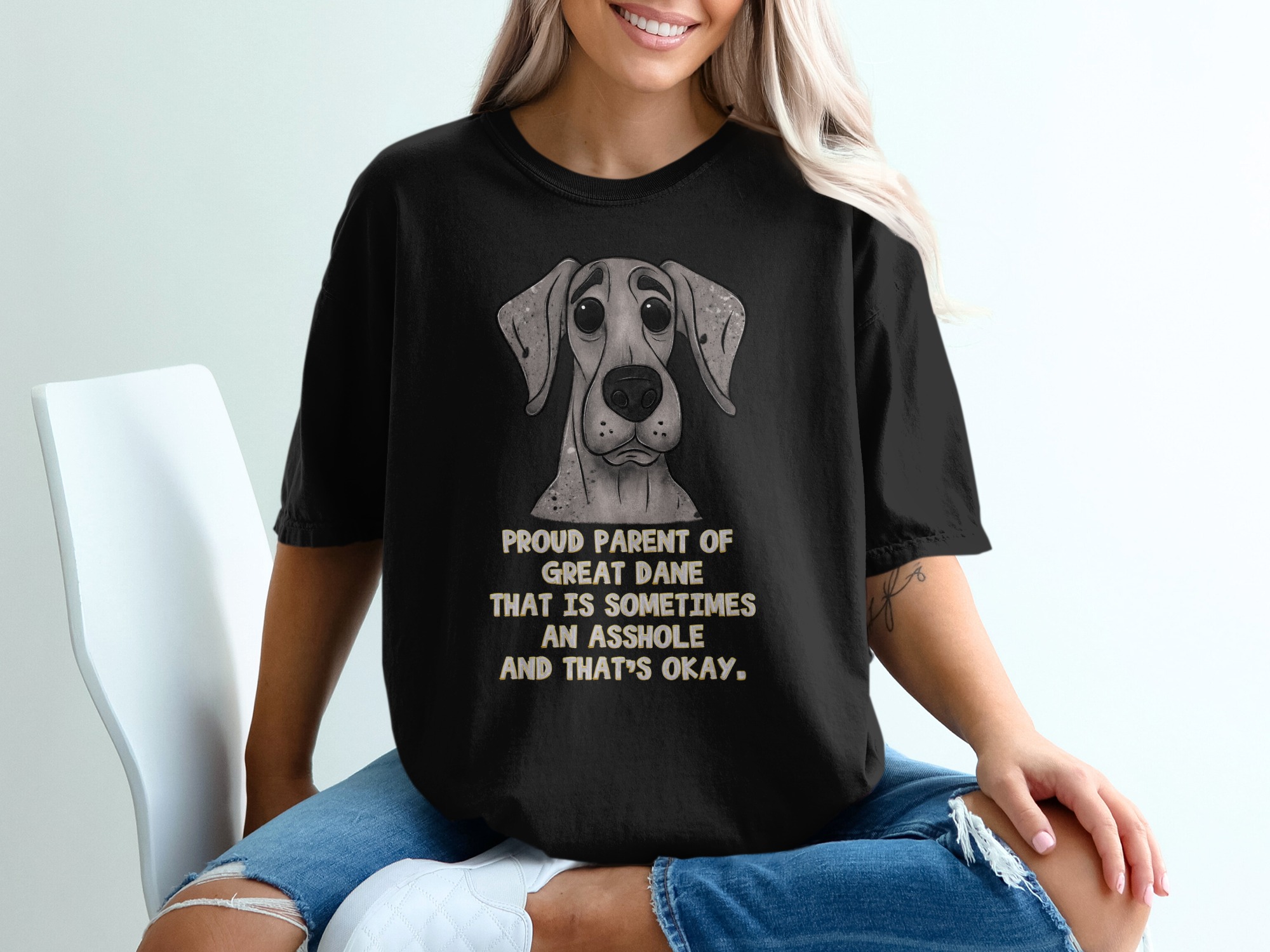 Proud Great Dane Parent T-Shirt, Funny Dog Shirt, Sarcastic Pet Owner Tee, Dog Lover Gift, Humor Dog Dad Mom Present, Novelty T-Shirt - Image 2
