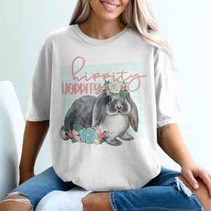 Hippity Hoppity Bunny Rabbit T-Shirt, Lop Ear, Floral Crown, Cute Bunny Tee, Easter Gift, Rabbit Lover, Watercolor Bunny, Pet T Shirt