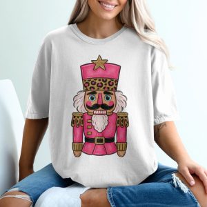 Pink Nutcracker T-Shirt, Leopard Print, Christmas Nutcracker, Holiday Shirt, Festive Tee, Unique Design, Gift Idea