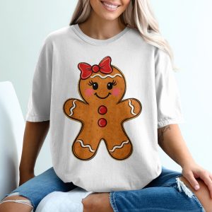 Gingerbread Girl T-Shirt, Christmas Tee, Holiday Shirt, Cute Winter Apparel, Cookie Lover Gift, Festive Top, Seasonal Clothing