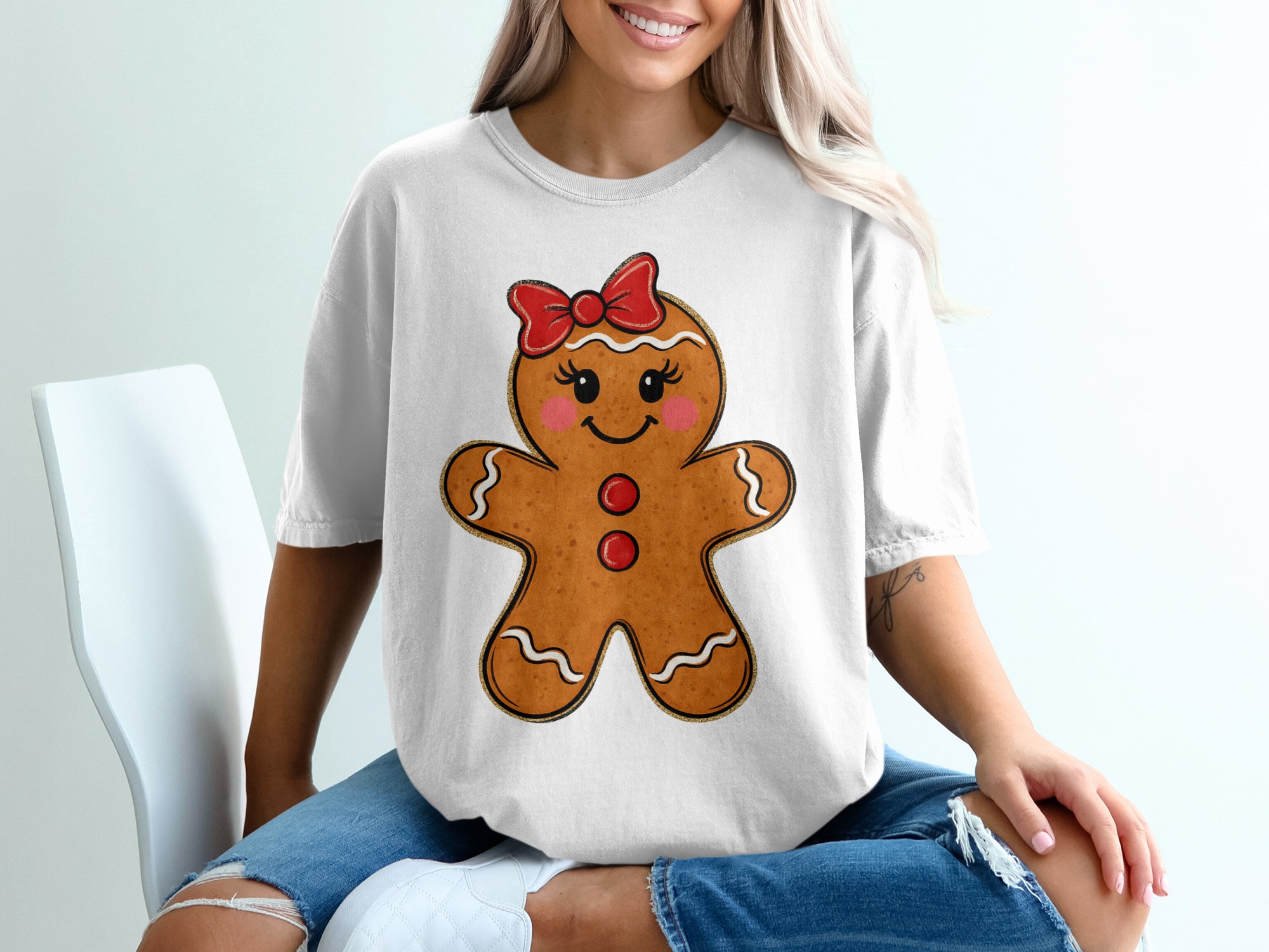 Gingerbread Girl T-Shirt, Christmas Tee, Holiday Shirt, Cute Winter Apparel, Cookie Lover Gift, Festive Top, Seasonal Clothing