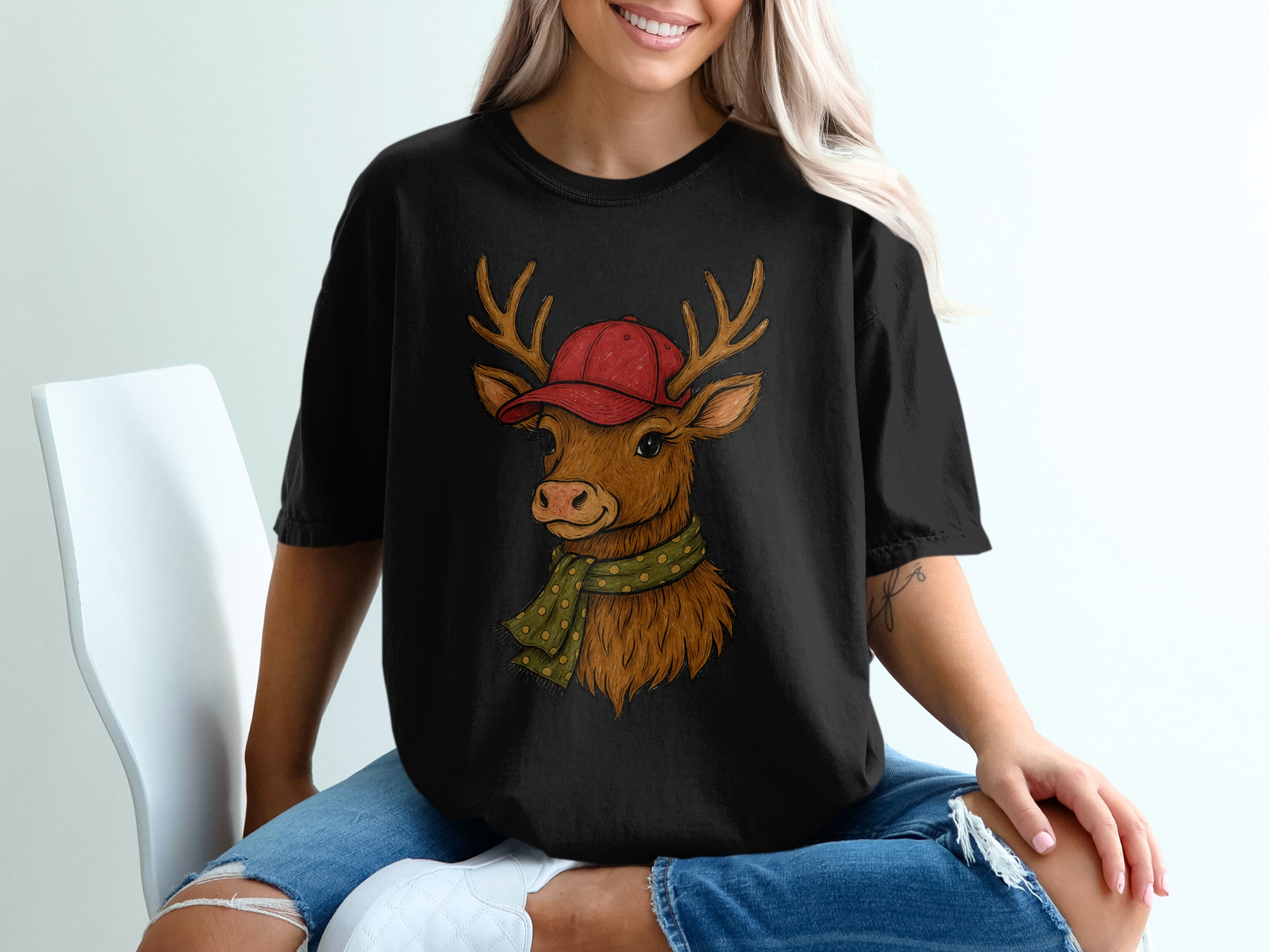 Cool Deer T-Shirt, Trendy Animal Tee, Stylish Reindeer Design, Unique Gift Idea, Wildlife Apparel, Fun Graphic Top (139 characters) - Image 2