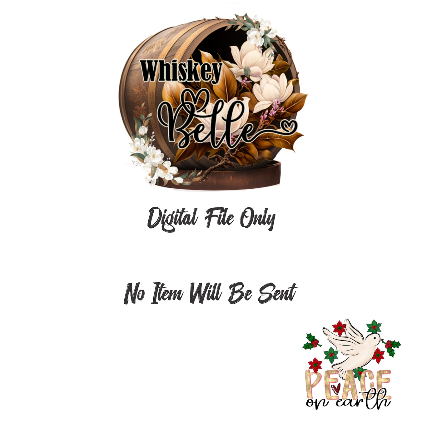 Peace on Earth Dove PNG, Holiday Clipart, Christmas PNG Digital Download, Festive Sublimation Design, Winter Graphic, Holiday Design - Image 3