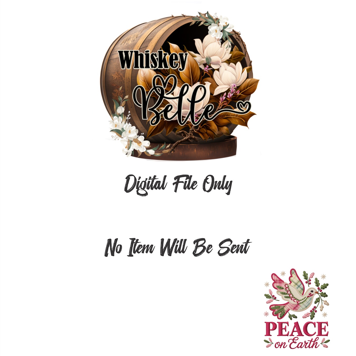 Peace On Earth PNG, Christmas Dove, Holiday Season Digital Download, Winter Clipart, Festive Design, Christmas Decor, Crafting, Sublimation - Image 3