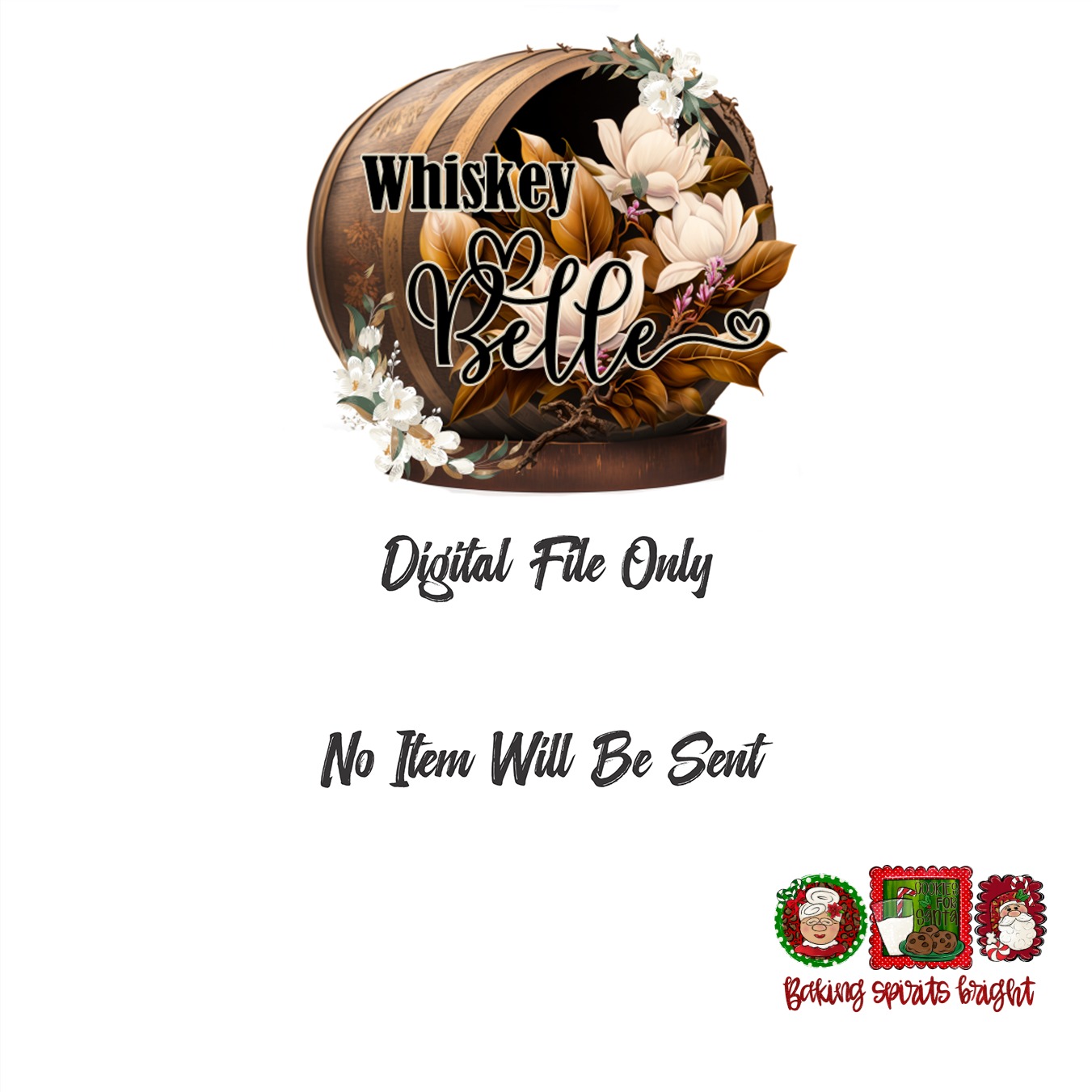Baking Spirits Bright PNG Digital Download, Mrs Santa, Santa Claus, Cookies for Santa, Christmas Design, Holiday Clipart - Image 3