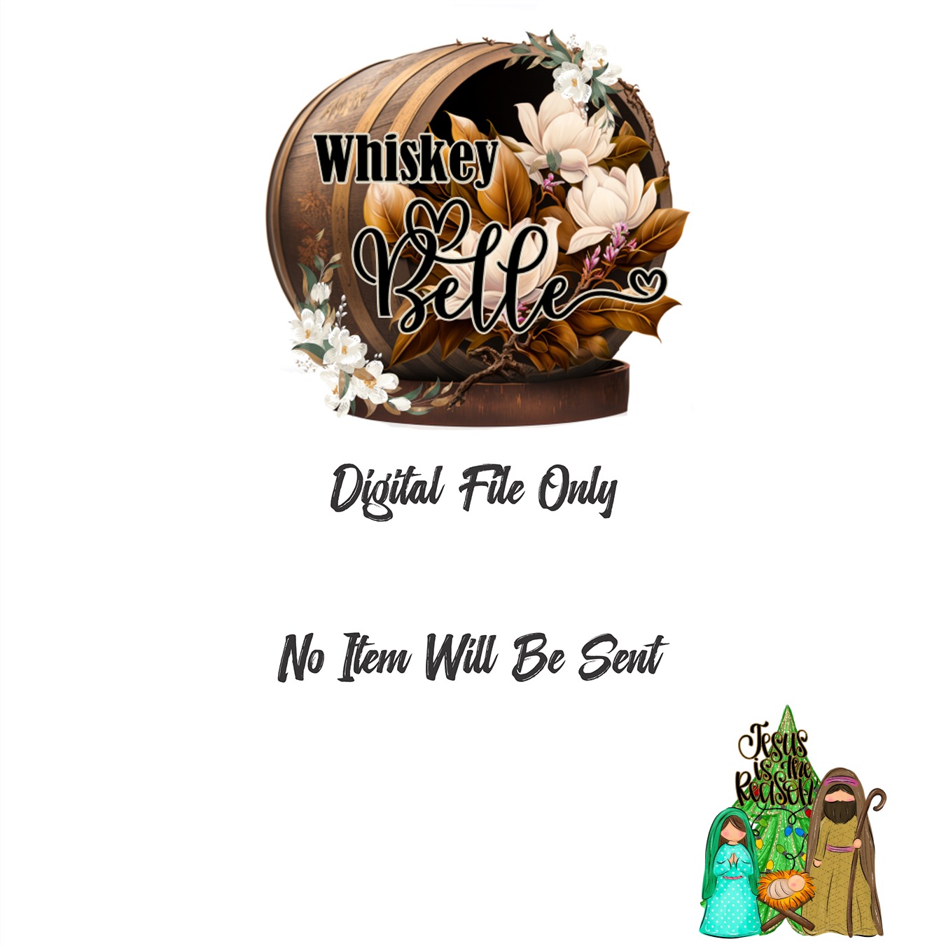 Jesus is the Reason PNG Digital Download, Christmas Nativity Scene Art, Mary Joseph Jesus Clip Art, Holiday Sublimation Design, Cute - Image 3