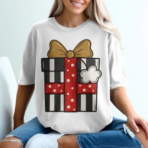 Present Box T-Shirt, Stylish Gift T Shirt, Holiday Tee, Striped Giftbox Shirt, Trendy Christmas Tee, TShirt for Gift Giver
