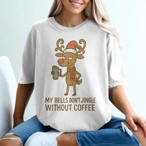 Funny Reindeer Coffee T-Shirt, Christmas Tee, Holiday Humor, Coffee Lover Gift, Winter Apparel, Festive Shirt, Cute Animal Design