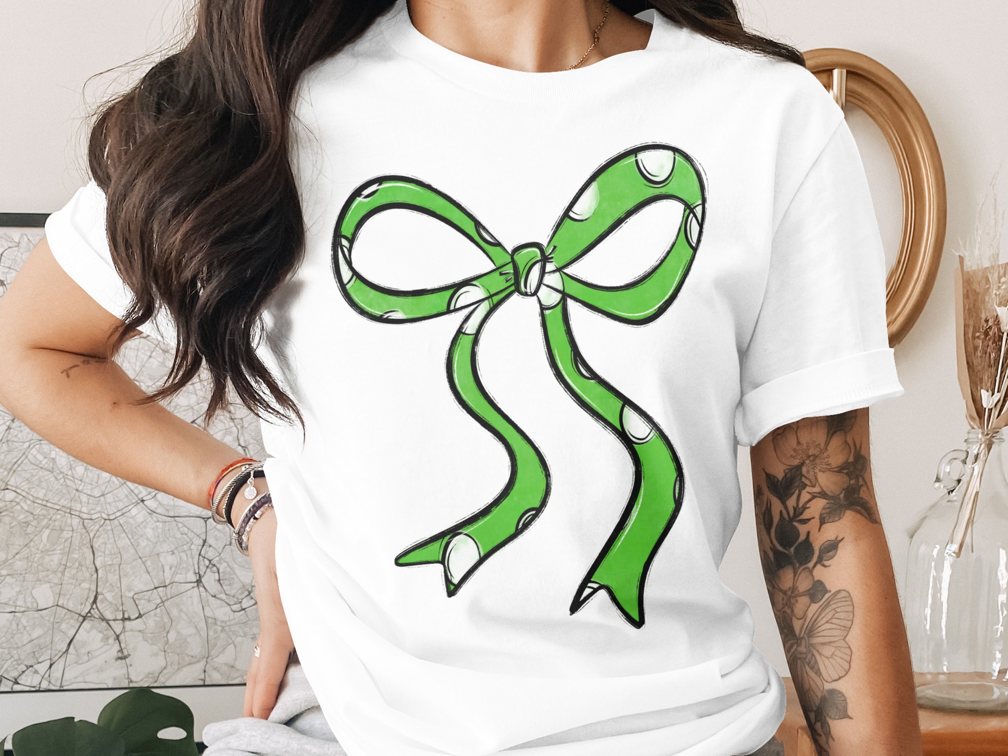 Green Bow Digital Download, Sublimation PNG, Polka Dot Bow, Green Ribbon, Bow Clipart, Cute Bow Design, Digital Art