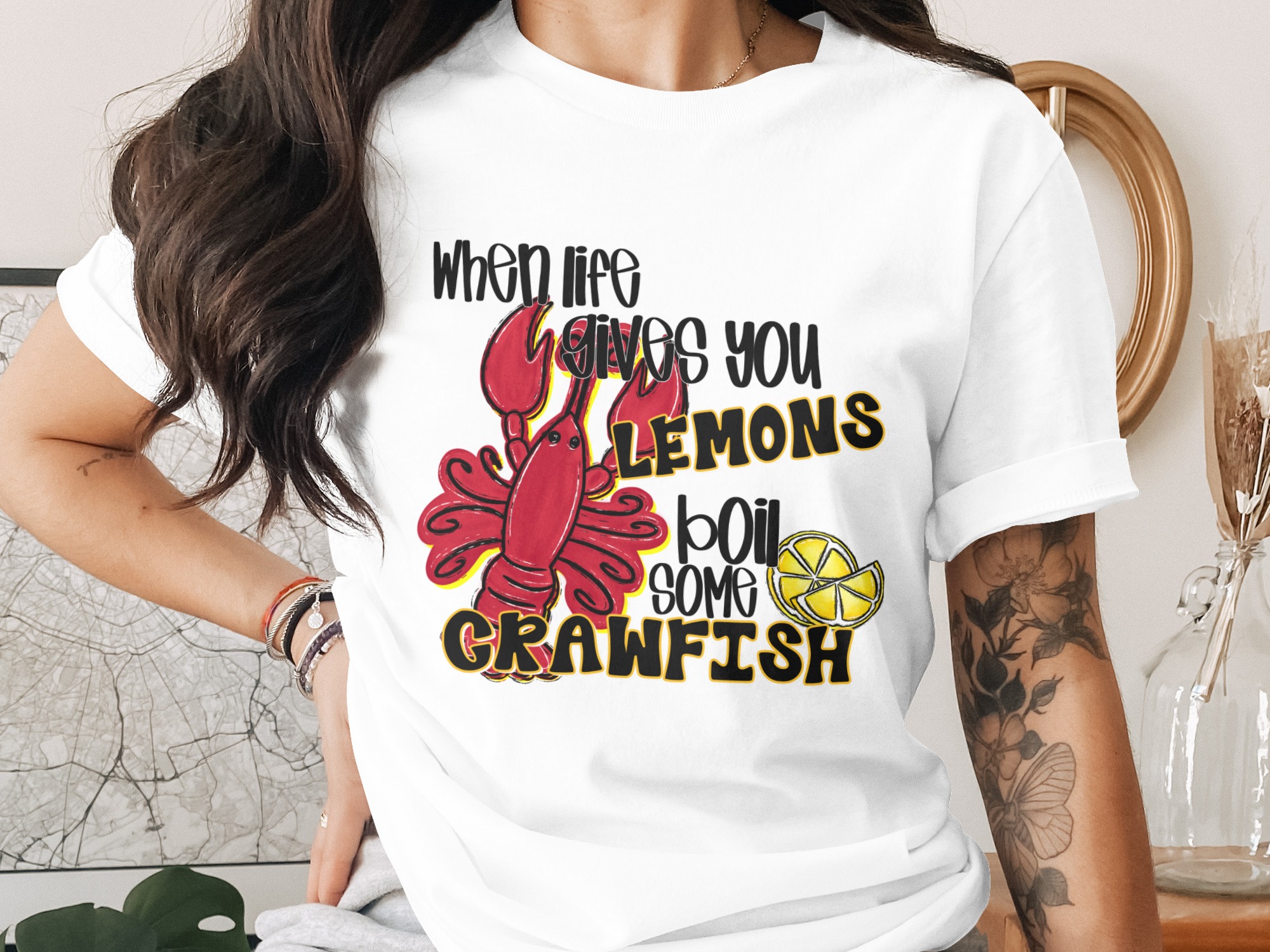 Crawfish Digital Download, Sublimation Design PNG, DTF File, When Life Gives You Lemons Boil Some Crawfish, Funny Louisiana Saying