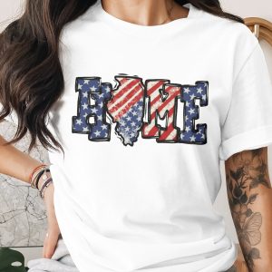 Illinois Home Digital Download, Sublimation Design, DTF PNG, Patriotic, USA Flag, State Pride, American Home, Craft Supplies