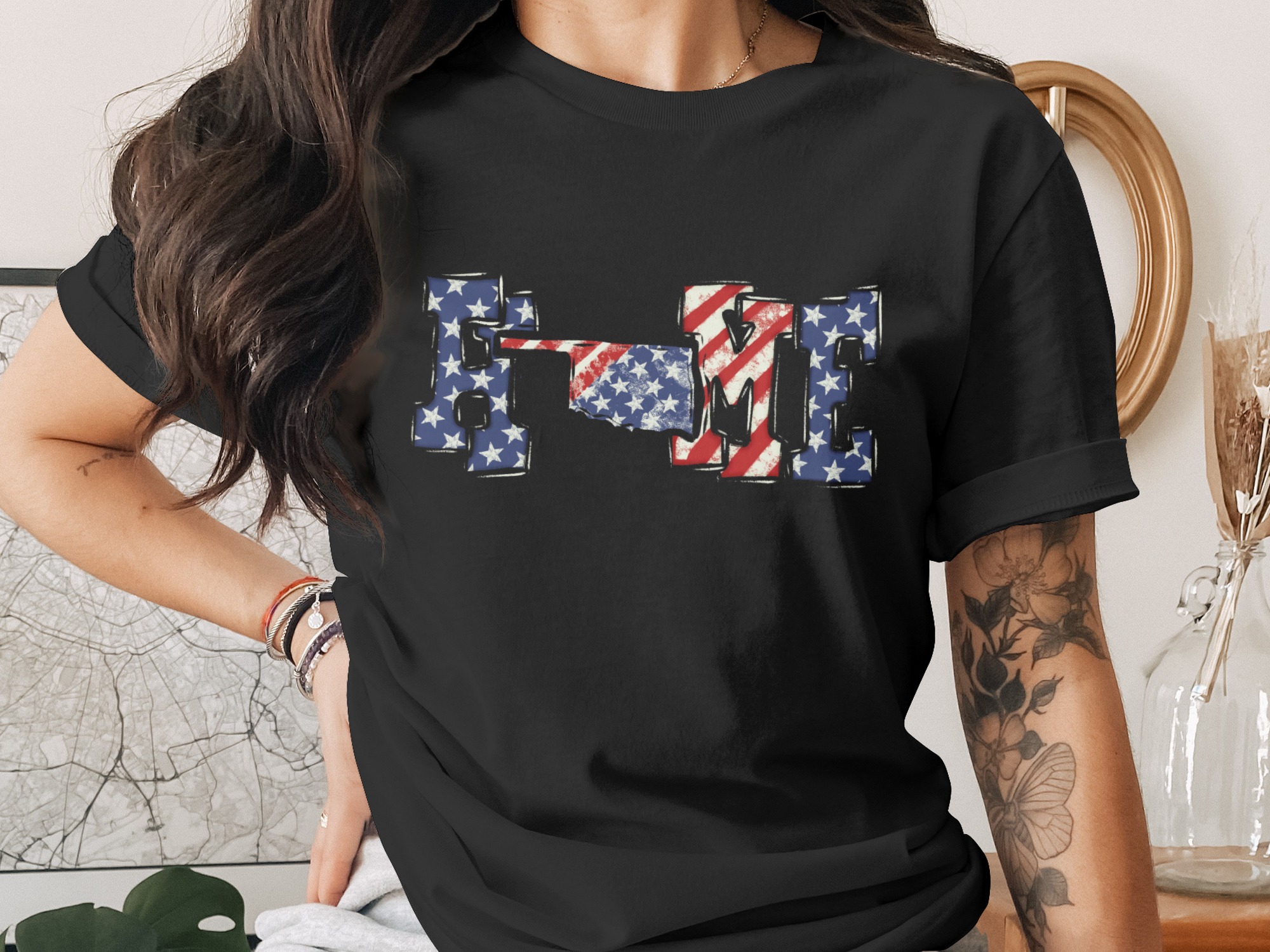 Patriotic Home Oklahoma Digital Download, Sublimation png dtf Design, usa Flag Art, State Pride Graphic, diy Print File - Image 2