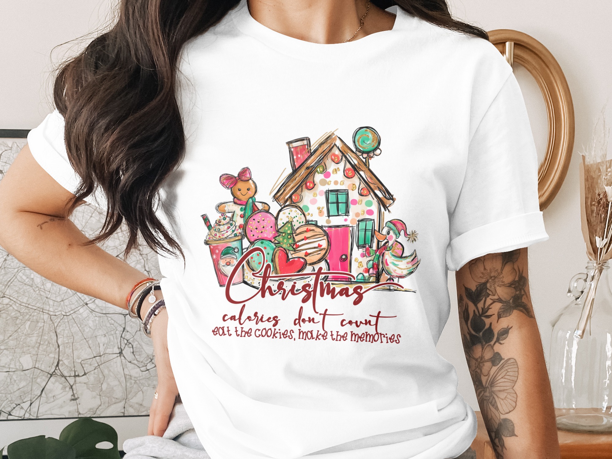 Christmas Calories Don't Count Sublimation DTF Digital Download PNG, Gingerbread, Cookies, Duck, Christmas Saying, Cookie House Art