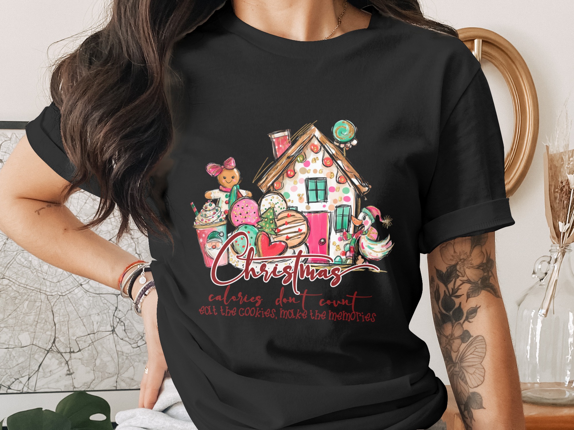 Christmas Calories Don't Count Sublimation DTF Digital Download PNG, Gingerbread, Cookies, Duck, Christmas Saying, Cookie House Art - Image 2