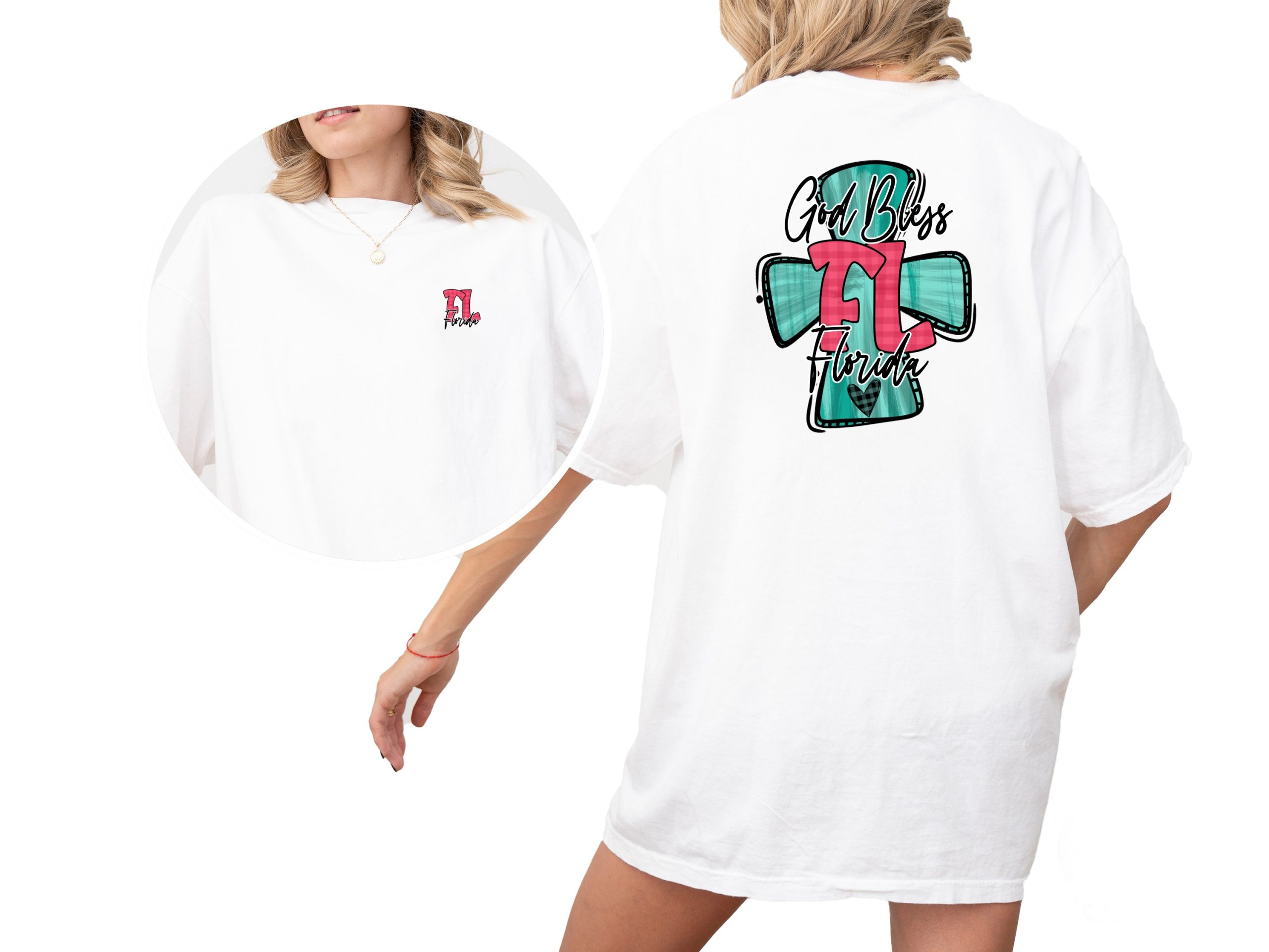 God Bless Florida Front Back Sublimation DTF PNG Digital Download, Religious State Pride, Christian Design, Florida Love File - Image 2