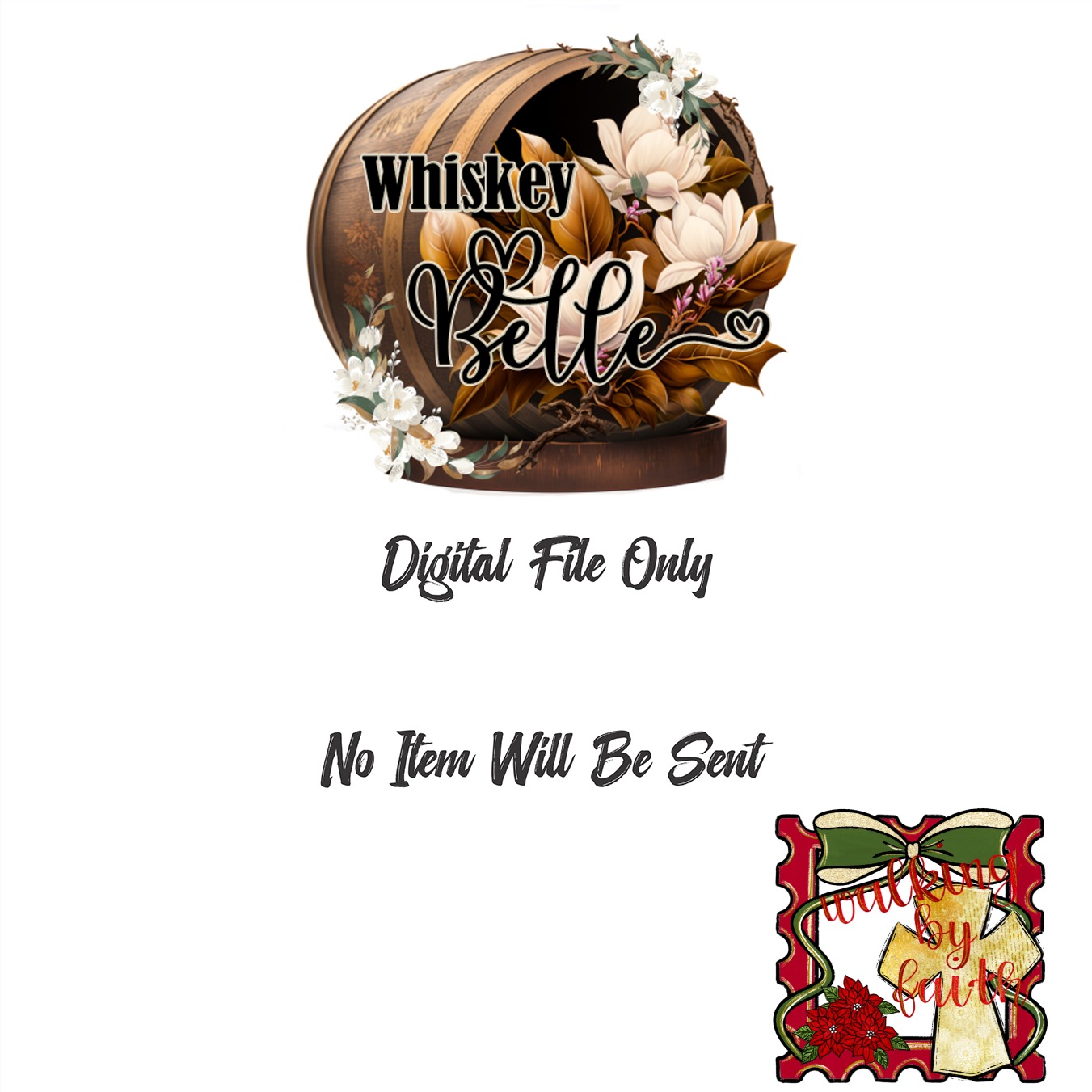 Walking By Faith PNG, Cross Sublimation, DTF Digital Download, Christian Design, Religious, Faith Based, Poinsettia, Bow, Gift Tag - Image 3