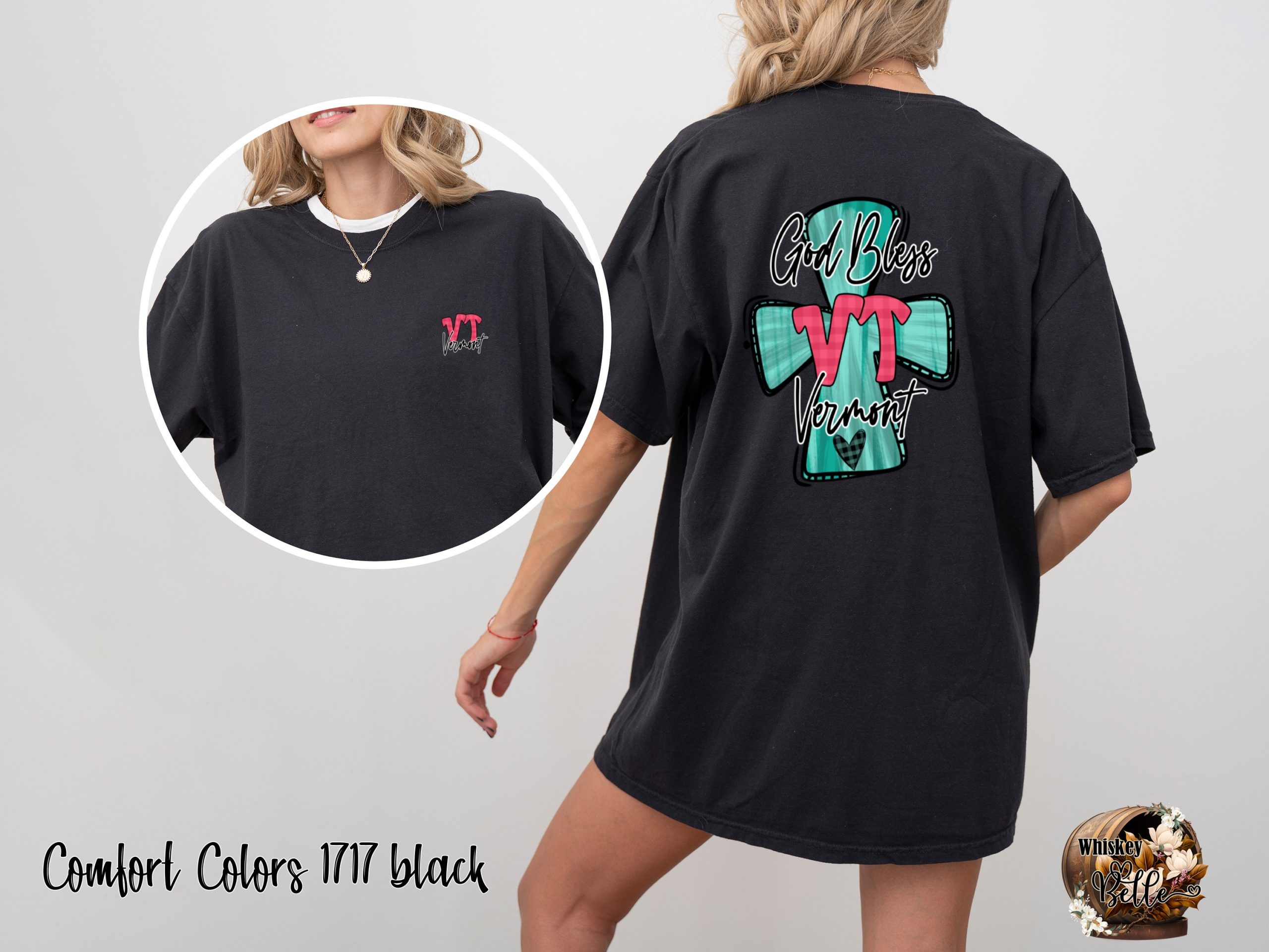 God Bless Vermont, VT Cross, Front Back Sublimation DTF PNG Digital Download, Faith Based Design, Christian Graphic, Vermont Pride