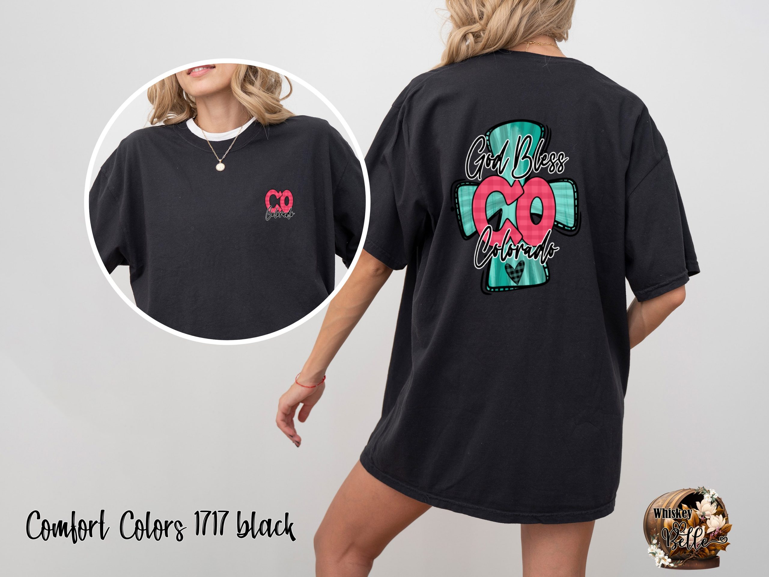 God Bless Colorado PNG, Front and Back Sublimation DTF, Digital Download, Patriotic Design, Christian Clipart, State Pride, Plaid Cross