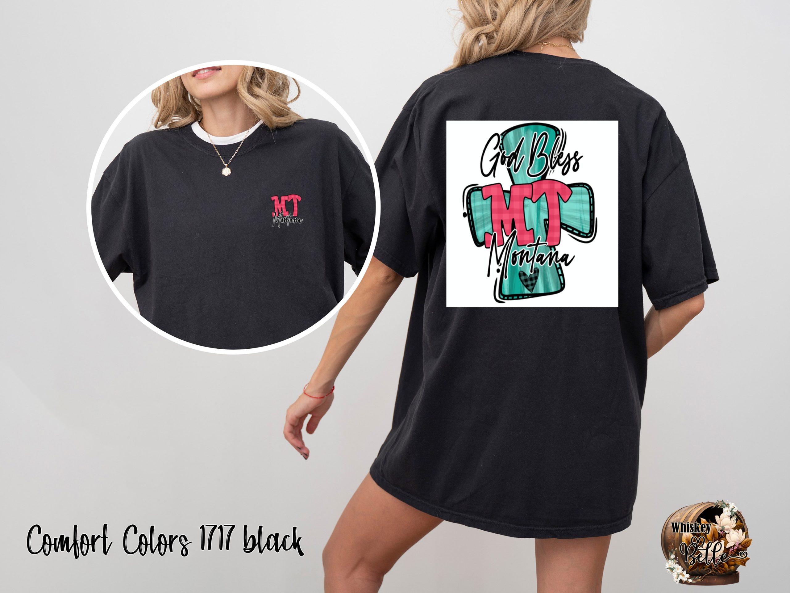 God Bless Montana, MT Cross Front and Back Sublimation DTF PNG Digital Download, Christian Pride Graphic for Shirts and More