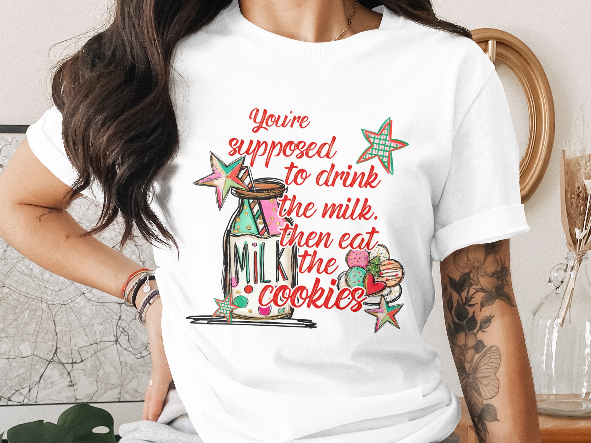 Milk and Cookies Sublimation DTF, Christmas PNG, Digital Download, Holiday Design, Cute Cookie Art, Festive Clipart, Cookie Lover Gift