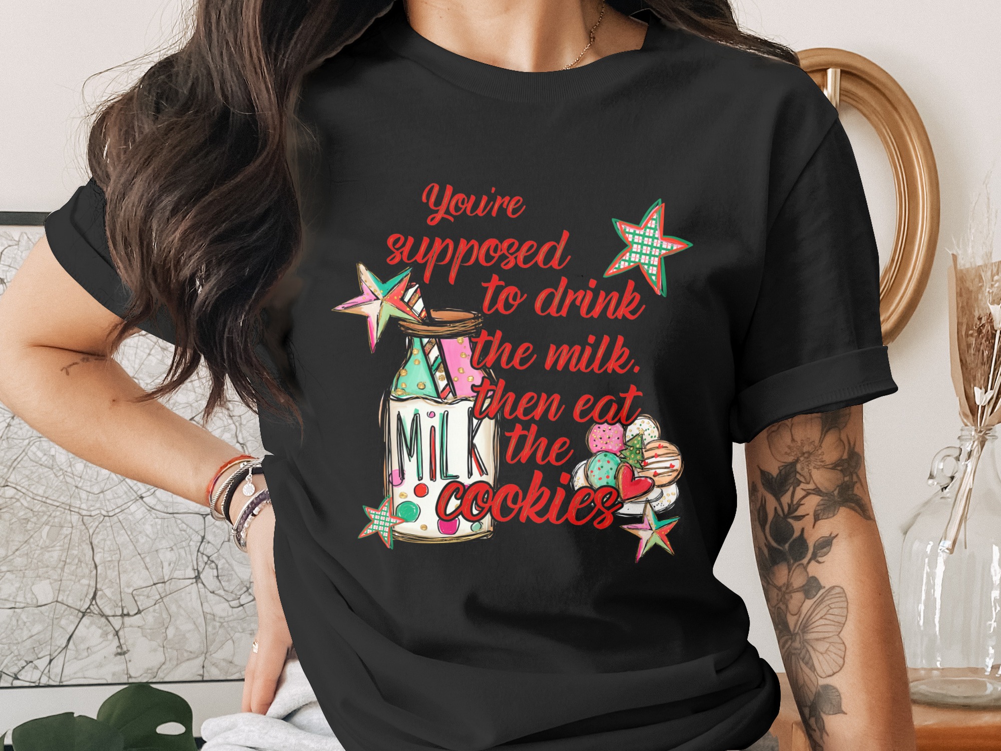 Milk and Cookies Sublimation DTF, Christmas PNG, Digital Download, Holiday Design, Cute Cookie Art, Festive Clipart, Cookie Lover Gift - Image 2