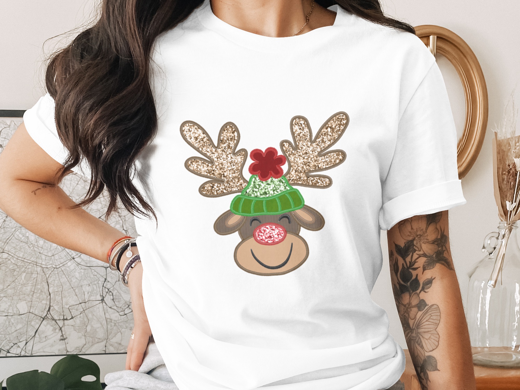 Cute Reindeer Sublimation DTF Digital Download PNG, Holiday Designs, Christmas Printable, Festive Art, DIY Crafts, Shirt Transfer