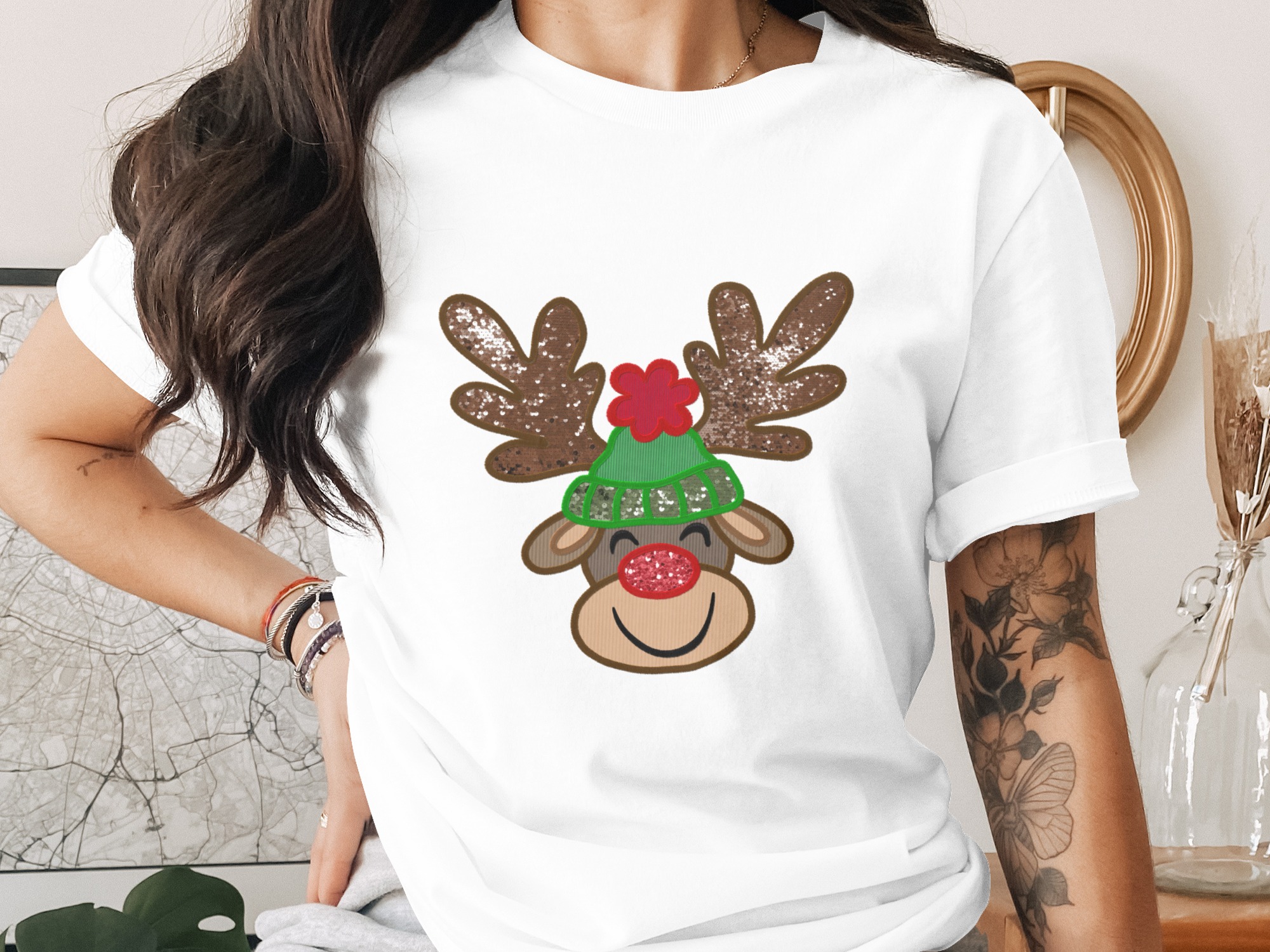 Cute Reindeer Sublimation DTF Digital Download PNG, Christmas Reindeer Design, Holiday Graphic, Winter Clipart, Iron On Transfer