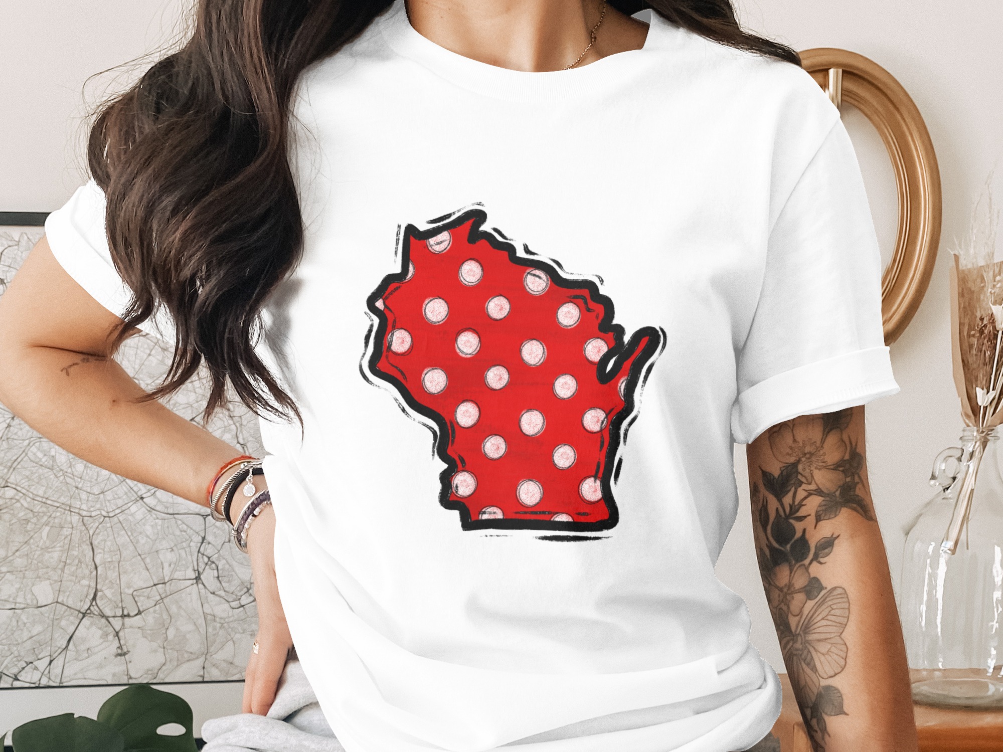 Wisconsin State Polka Dot Digital Download, Sublimation PNG, DTF File, Travel Gift, Badger State, Souvenir Printable, Cricut Design