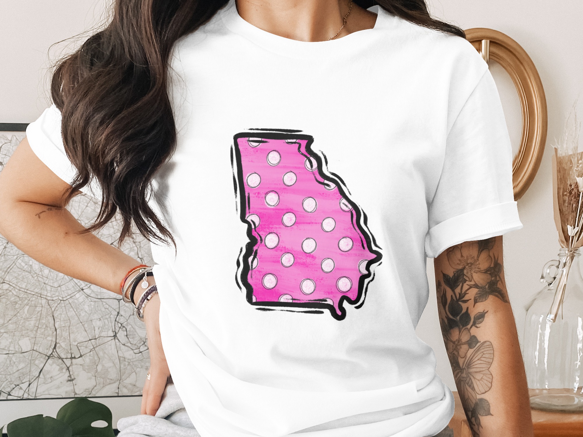 Georgia State Map Digital Download, Sublimation DTF PNG, Pink Polka Dot Design, Southern Pride, Cricut Ready, Instant Download