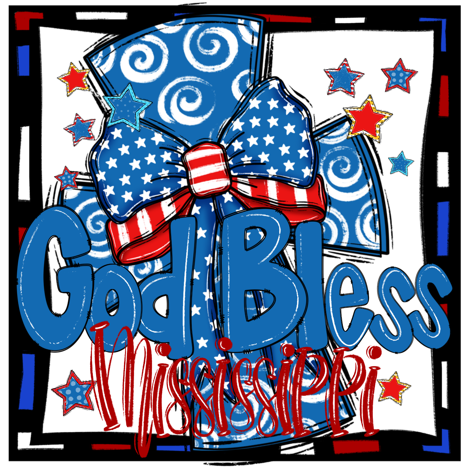 God Bless Mississippi Digital Download, Patriotic Sublimation PNG, DTF Print File, USA Pride, American Flag, Stars and Stripes