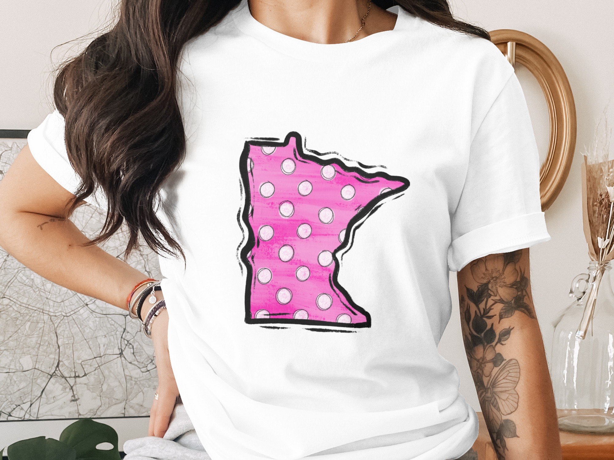 Minnesota State Pride Digital Download Sublimation DTF PNG, Pink Polka Dot MN Design, Cricut Ready File, Minnesota Gift, Crafting File - Image 2