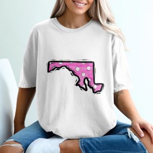 Maryland T Shirt, Pink Polka Dot Maryland, State Pride Tee, Maryland Gift, Home State Shirt, MD T-Shirt, Maryland Souvenir, US State T-Shirt