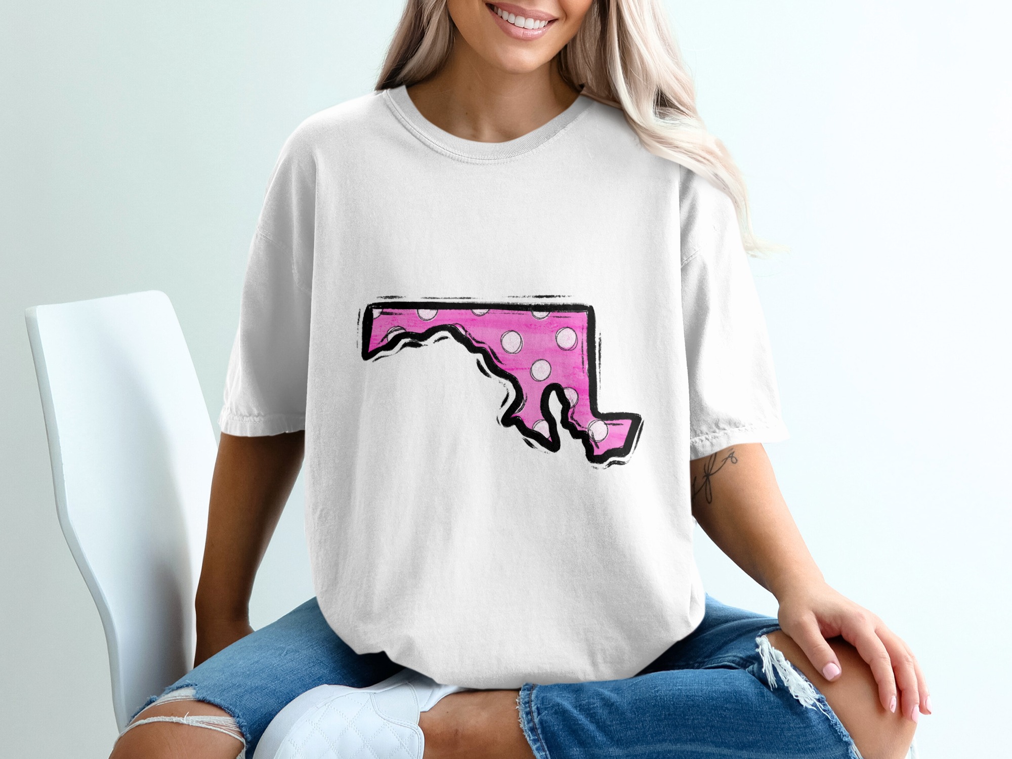 Maryland State Map Digital Download, Sublimation Design, DTF Print, PNG File, Polka Dot Maryland, MD Pride, Crafting, Digital Art