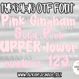Pink Gingham Preppy Font, Solid Pink Preppy Font ✦ Typeable Alpha Set – OTF Font File ✦