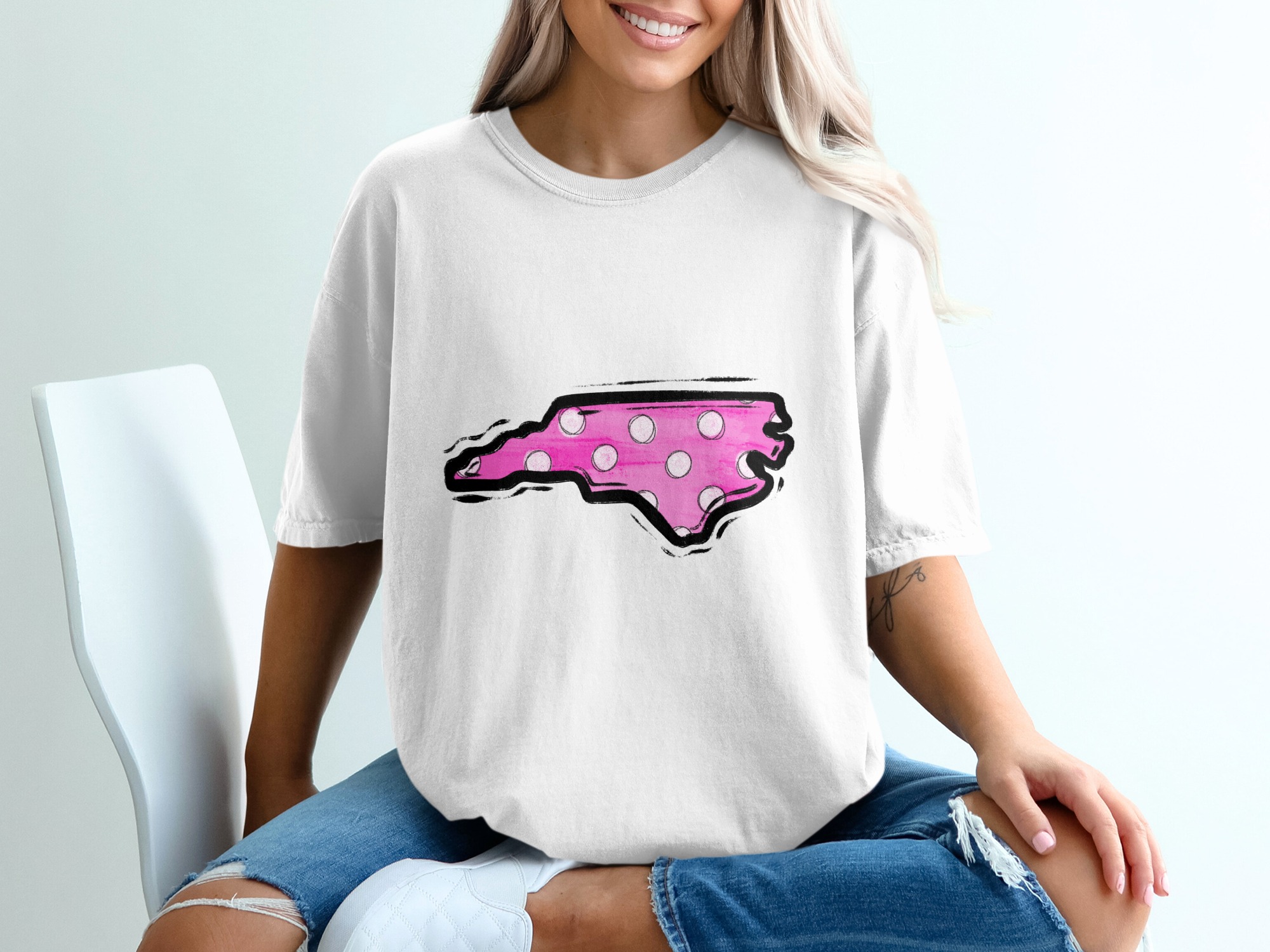 North Carolina T-Shirt, NC Polka Dot Shirt, State Pride Tee, Cute North Carolina Gift, Travel Souvenir T Shirt, Trendy Aesthetic Design
